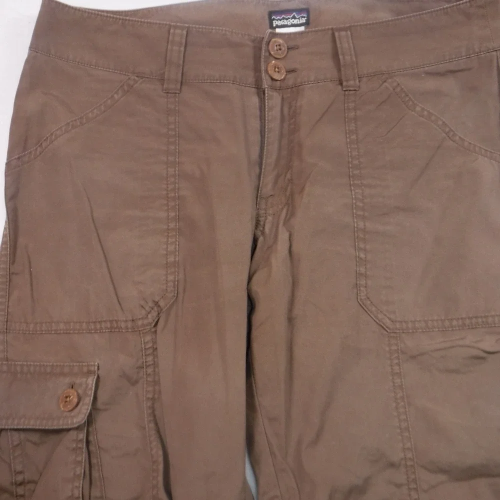 Patagonia Water Girl Brown Organic Cotton Cargo Shorts Womens 6 Hiking Utility‎